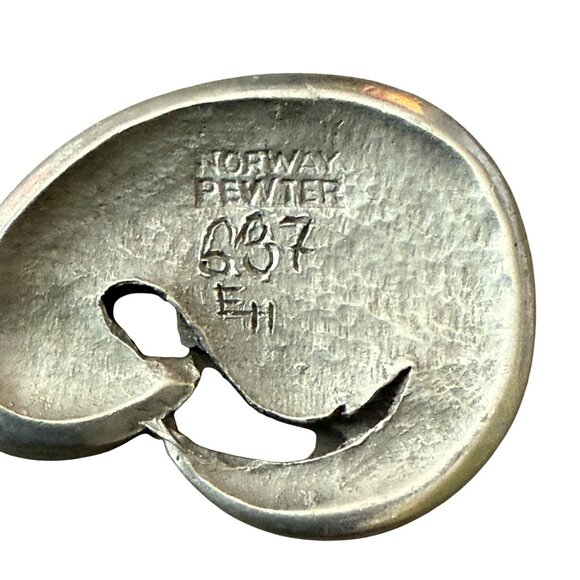 Vintage Eivind Hillestad Norway Pewter Pendant Necklace Seal Creature Bird - Picture 4 of 4